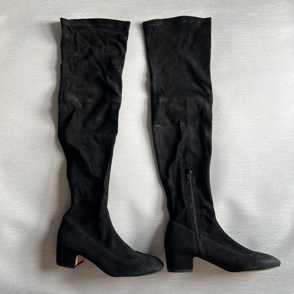 TED BAKER Ayannah Over The Knee Suede Stretch Leather Black Boots US Size 7 New - Picture 6 of 15